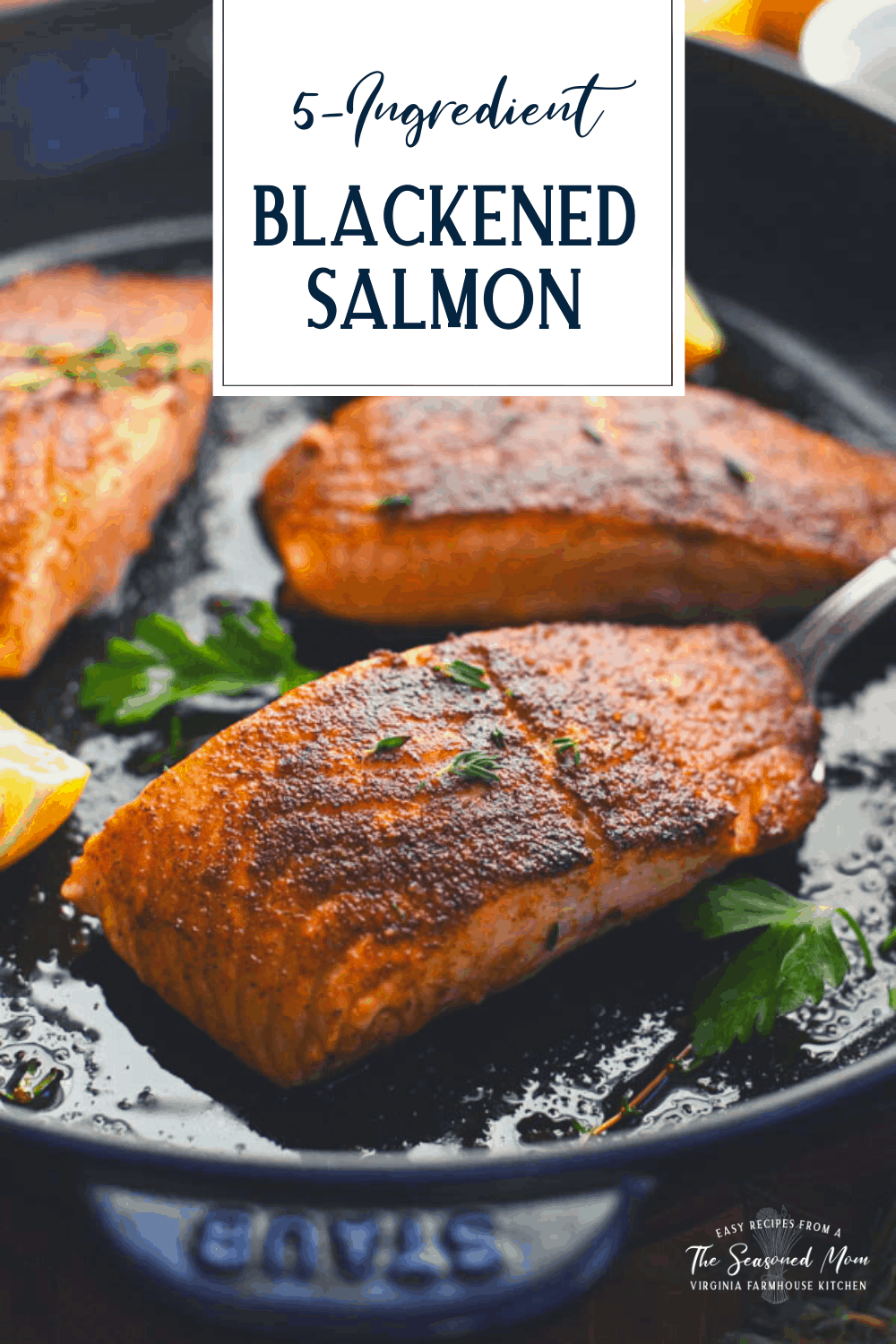 Blackened Salmon {Just 5 Ingredients!} The Seasoned Mom