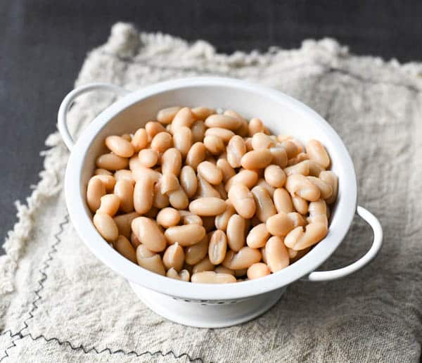 White beans in a colander