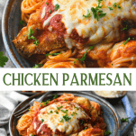 Long collage image of Easy Chicken Parmesan
