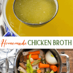 Long collage image showing How to Make Chicken Broth