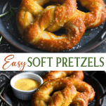 Long collage image of homemade soft pretzels