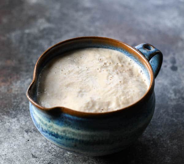 Softening yeast in a small bowl