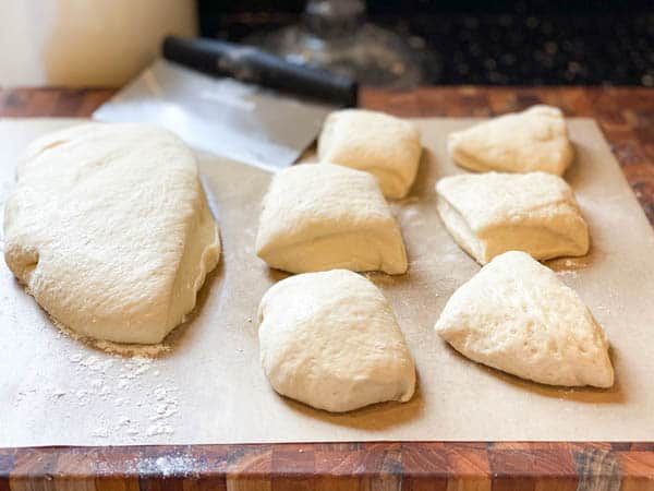 Process shot showing how to make dough for homemade soft pretzels