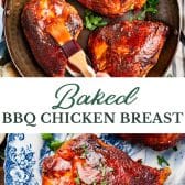 Long collage image of oven bbq chicken breast.