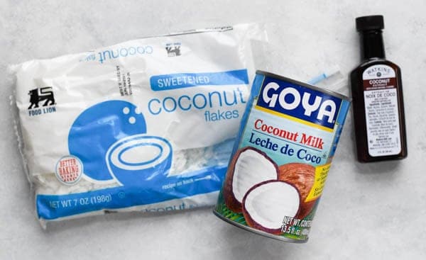 Ingredients for homemade coconut cake