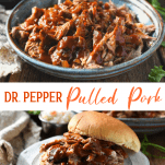 Long collage image of Dr Pepper Pulled Pork recipe