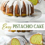 Long collage image of Pistachio Cake