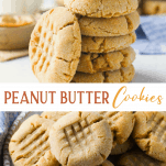 Long collage image of homemade peanut butter cookies