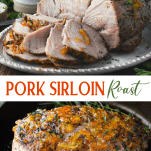 Long collage image of Pork Sirloin Roast