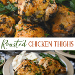 Long collage image of Roasted Chicken Thighs with Garlic and Herbs