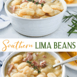 Long collage image of Southern Lima Beans with Ham