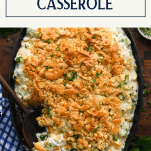 Chicken and Broccoli casserole recipe with text title box at top