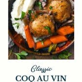 Coq au vin with text title at the bottom.
