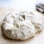 Bread dough on parchment paper