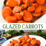 Long collage image of brown sugar glazed carrots