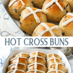 Long collage image of Hot Cross Buns