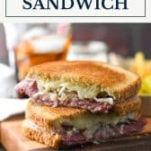 How to make a reuben sandwich recipe with text title box at top.