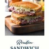 How to make a reuben sandwich recipe with text title at the bottom.