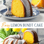 Long collage image of Lemon Bundt Cake