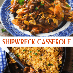 Long collage image of Shipwreck Casserole