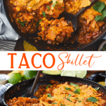 Long collage image of Taco Skillet
