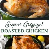 Long collage image of whole roasted chicken recipe