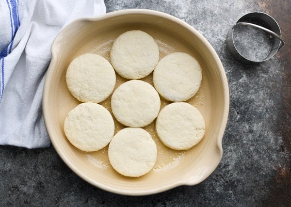 Process shot showing how to make an easy 3 ingredient biscuit recipe
