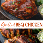 Long collage image of grilled bbq chicken breast