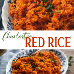 Long collage image of Charleston Red Rice