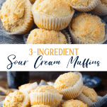 Long collage image of 3 ingredient sour cream muffins