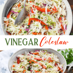 Long collage image of Vinegar Coleslaw