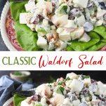 Long collage image of classic Waldorf Salad recipe