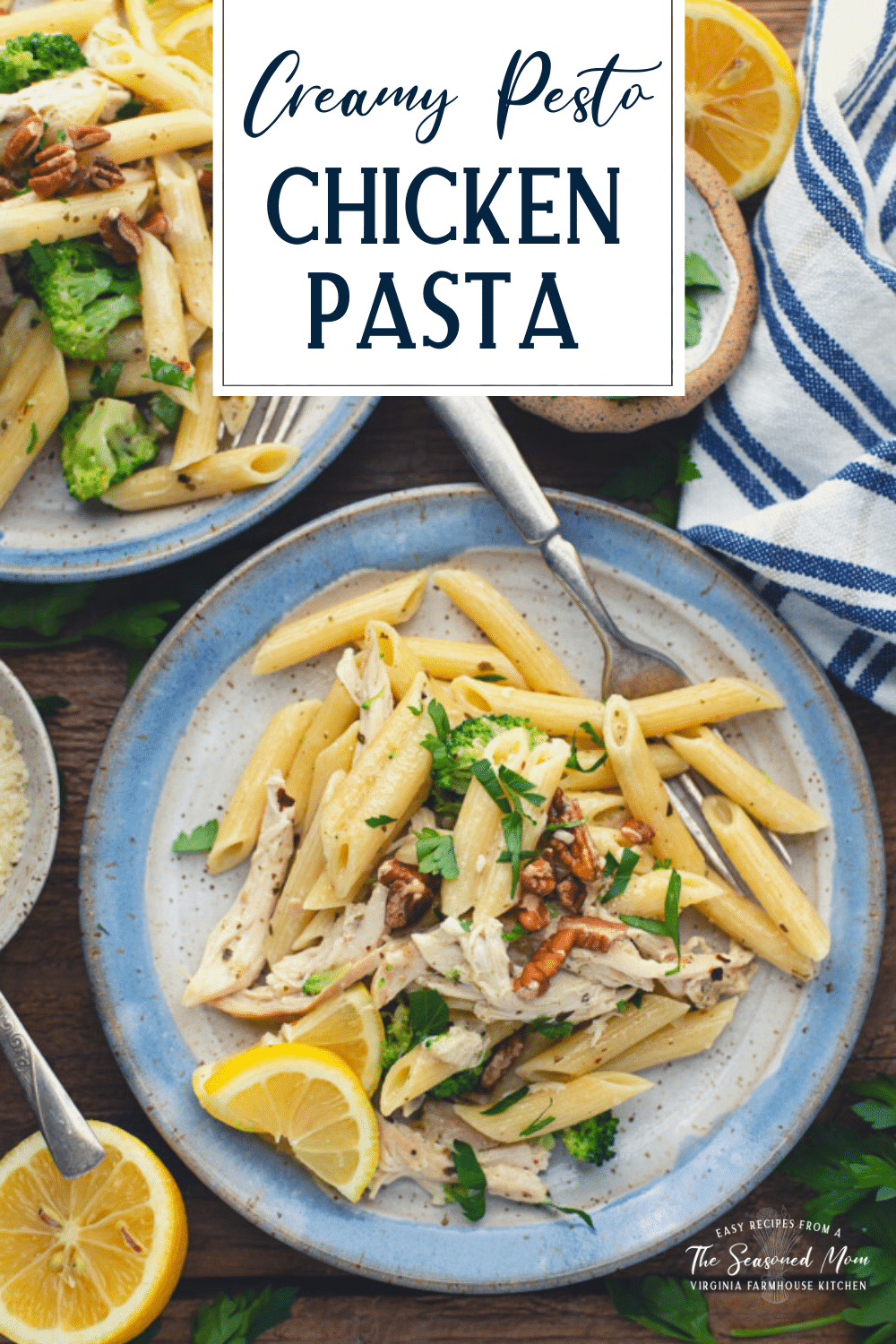 Creamy Chicken Pesto Pasta with Broccoli - The Seasoned Mom
