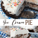 Long collage image of ice cream pie