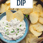 Onion dip from scratch with a text title overlay