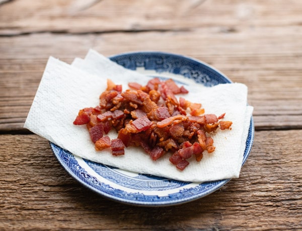 Crispy bacon on a plate