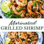 Long collage image of Marinated grilled shrimp (grilled shrimp marinade).