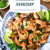 Marinated grilled shrimp (grilled shrimp marinade) with text title overlay.