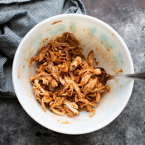Chicken tossed with barbecue sauce