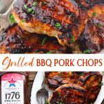 Long collage image of grilled bbq pork chops