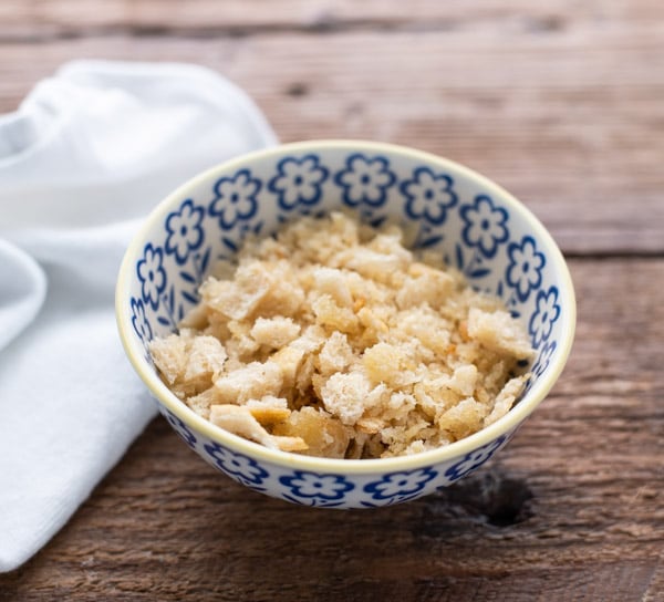 Homemade bread crumbs in a bowl