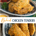 Long collage image of Baked Chicken Tenders