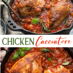Long collage image of chicken cacciatore hunter's chicken