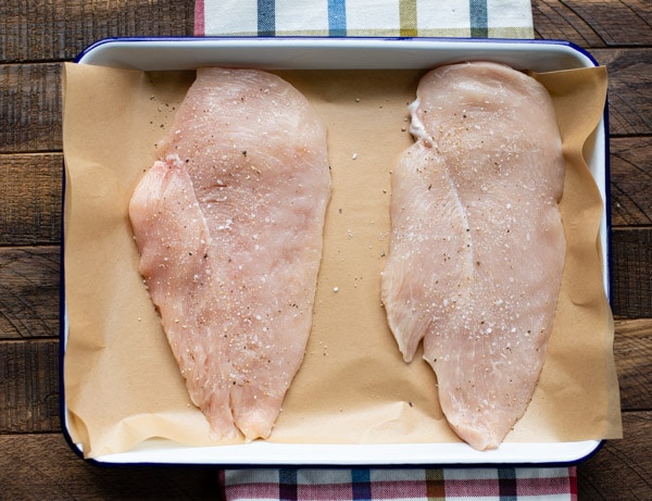 Chicken cutlets on a tray