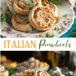 Long collage image of Italian Pinwheels