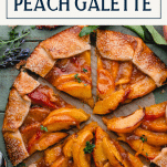 The best recipe for peach galette with text title box at top