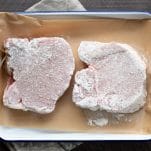 Pork chops dredged with flour