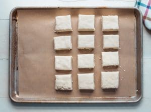 Process shot showing how to make flaky biscuits from scratch