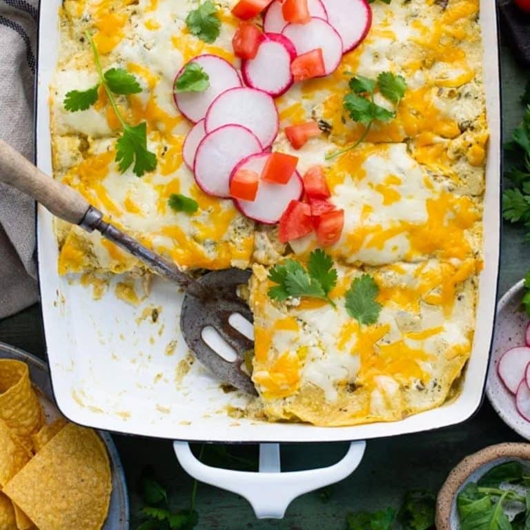 Green Chicken Enchilada Casserole The Seasoned Mom 