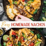 Long collage image of homemade nachos